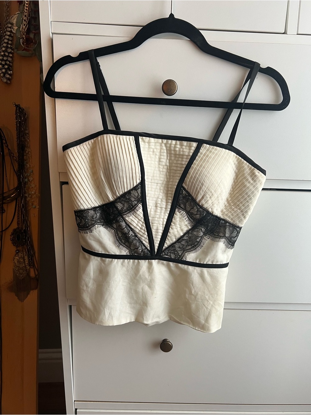 Ivory Lace-Trim Bustier Top